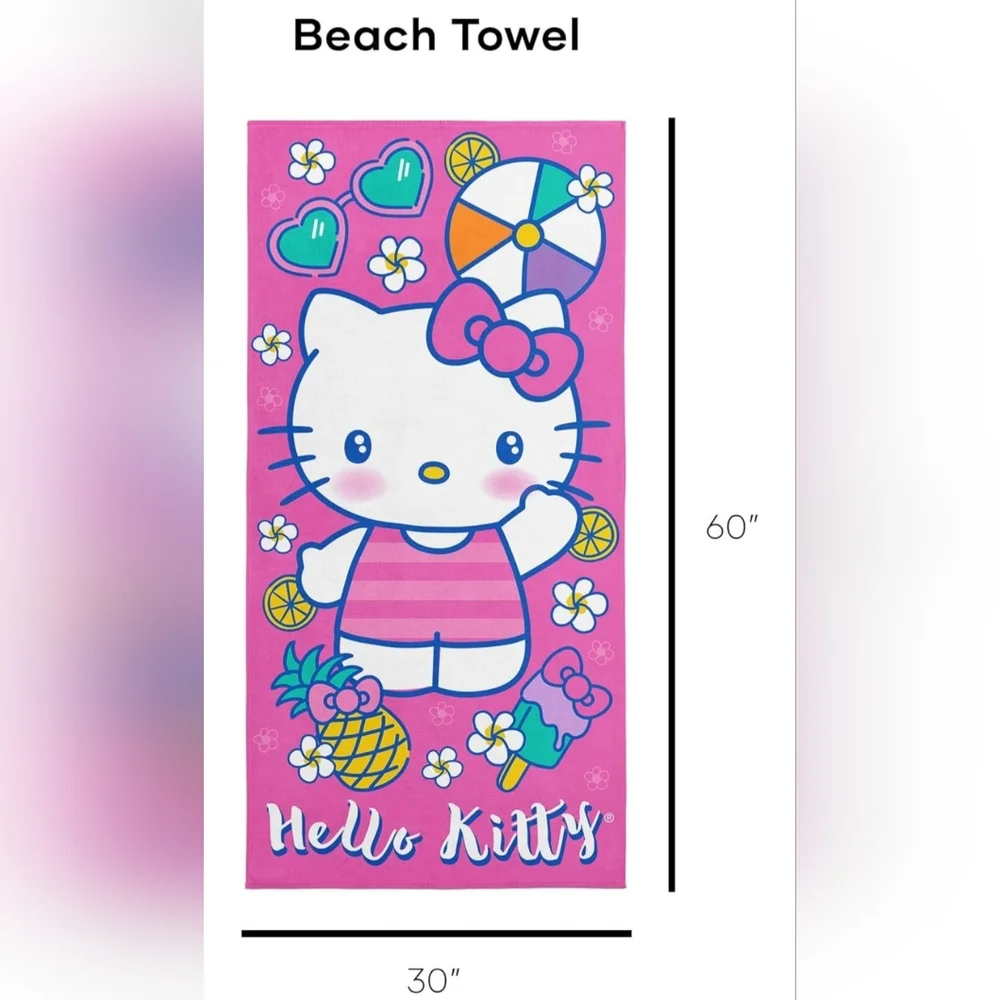 HELLO KITTY Microfiber Beach Towel NWT 30